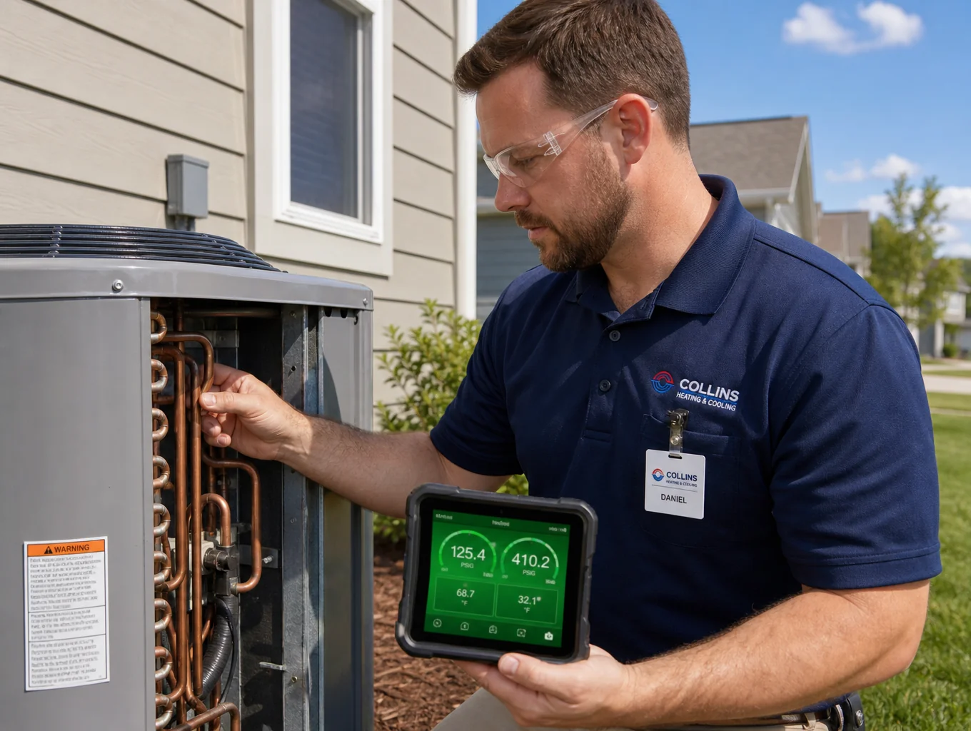 HVAC technician performing maintenance on Florida rental home